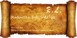 Radovits Lóránt névjegykártya