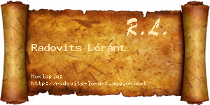 Radovits Lóránt névjegykártya
